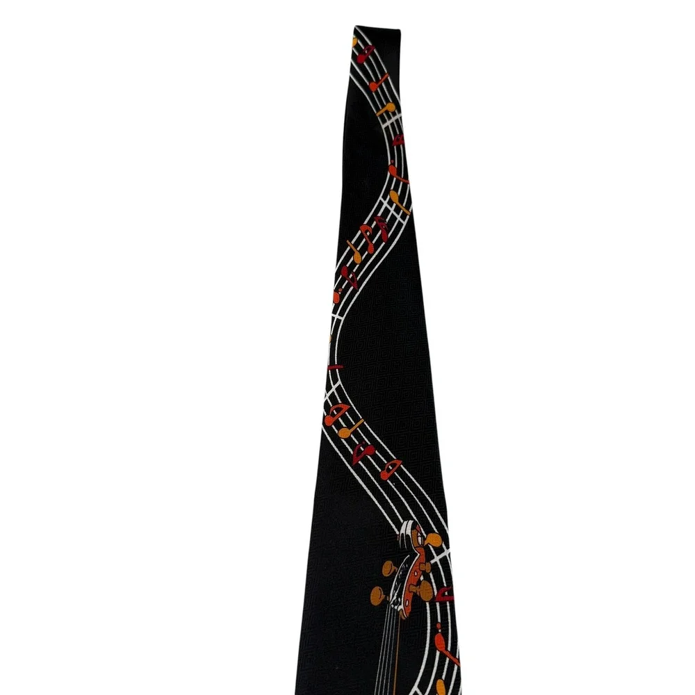 Christian Lauren Mens Silk Tie Black Cello‎ Violin Musical Notes Orchestra Theme
